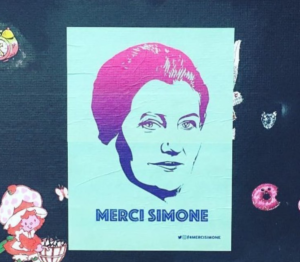 Affiche bleue Merci Simone