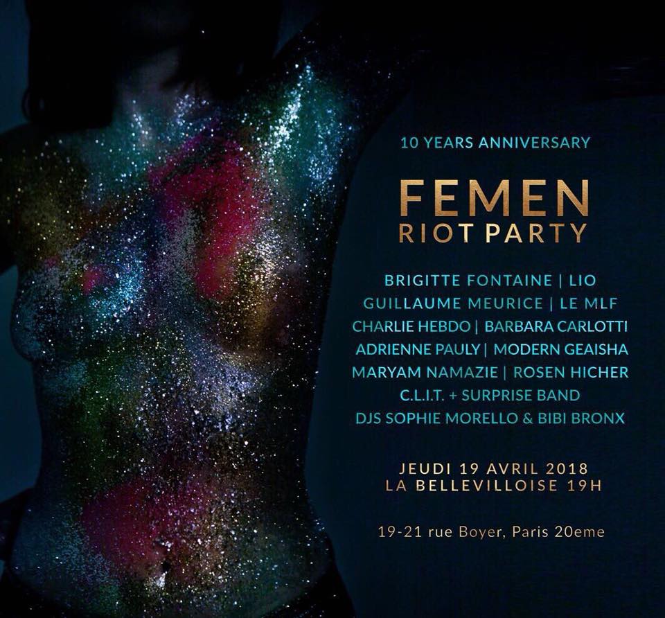 Affiche de la soirée d'anniversaire des Femen